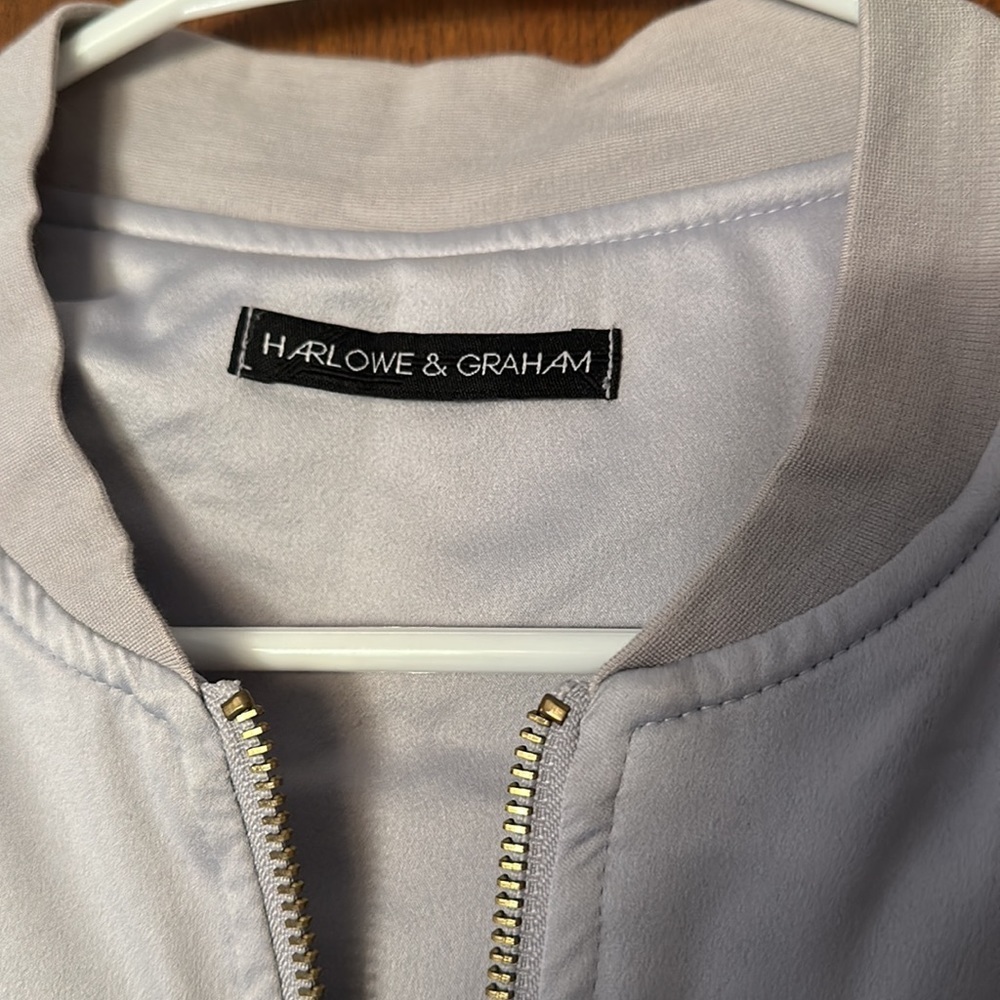 Harlow & Graham light grey bomber jacket size medium - Picture 3 of 5